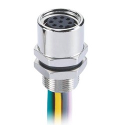 10 pcs M8 8 pin Connector Back Mount Cable Female Solder Type With 1M 26AWG Wire