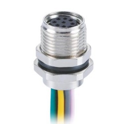 10 pcs M8 8Pin Connector Panel Mount Solder Type Straight Waterproof A Coding Female Receptacles With 1M 26AWG Wire