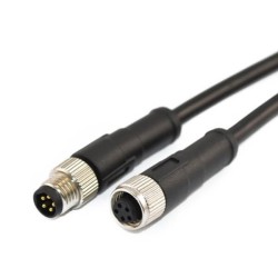 10 pcs M8 Male to Female B Coding Molding Type M8 5Pin Female Plug To Male Plug With 1M 24AWG Wire