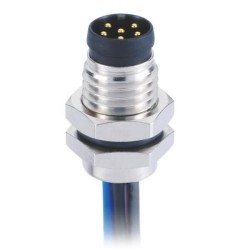 10 pcs M8 Panel Mount A Coding Front Mount 6 Cores M8 Male Solder Type With 1M 26AWG Wire