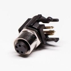 10pcs M8 Bulkhead Connector Right Angle PCB Connector 4 Pin Panel Mount Female Waterproof Socket