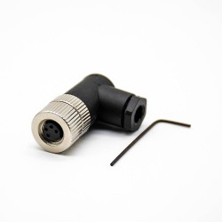 10pcs M8 Cable Connector Screw Type Connector Right Angle 4 Cores Assemble Cable Female Unshiled Waterproof Plug