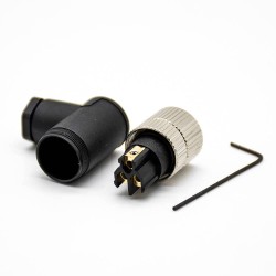 10pcs M8 Connector Screw Type Connector Right Angle 3 Pin Assemble Cable Female Plug