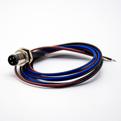 3 Pin M8 Connector Male Straight Panel Receptacles Waterproof Front Mount With Line 0.2M 3 Pin M8 Connector Male Straight Panel Receptacles Waterproof Front Mount With Line 0.2M
