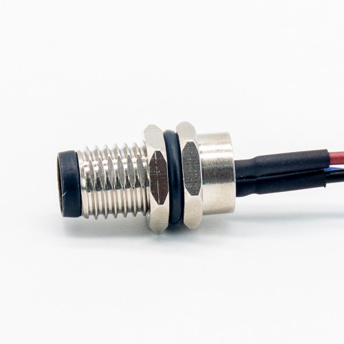 3 Pin M8 Connector Male Straight Panel Receptacles Waterproof Front Mount With Line 0.2M 3 Pin M8 Connector Male Straight Panel Receptacles Waterproof Front Mount With Line 0.2M