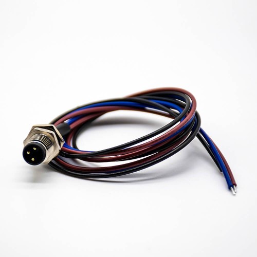 3 Pin M8 Connector Male Straight Panel Receptacles Waterproof Front Mount With Line 0.2M 3 Pin M8 Connector Male Straight Panel Receptacles Waterproof Front Mount With Line 0.2M