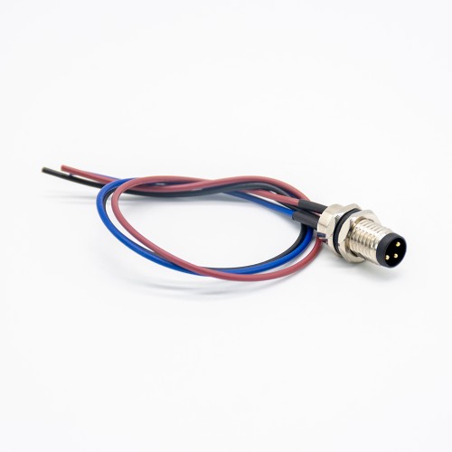 3 Pin M8 Connector Male Straight Panel Receptacles Waterproof Front Mount With Line 0.2M 3 Pin M8 Connector Male Straight Panel Receptacles Waterproof Front Mount With Line 0.2M