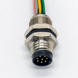 3Pin M8 Connector Waterproof Male Straight Panel Mount Sensor Connector Solder Type Receptacle With 75CM 24AWG Wire Non-Shield