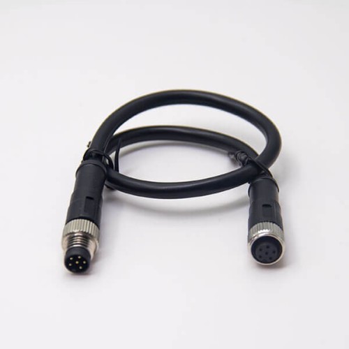 6 Pin Circular Connector M8 A Code Cable Crodset 26AWG 50CM Male to Female Straight 6 Pin Circular Connector M8 A Code Cable Crodset 26AWG 50CM Male to Female Straight