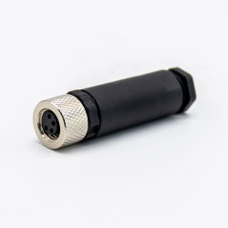 Field Wireable Connector M8 Female Plug 4 Pin Unshielded Straight Screw-Joint for Cable