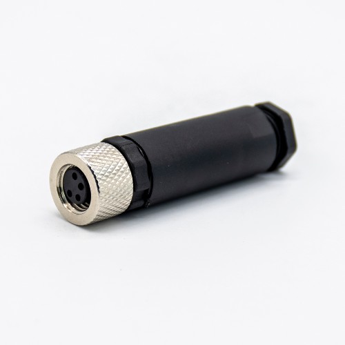 Field Wireable Connector M8 Female Plug 4 Pin Unshielded Straight Screw-Joint for Cable