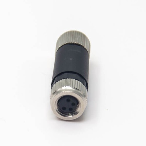 Field Wireable Connector M8 Female Plug 4 Pin Unshielded Straight Screw-Joint for Cable