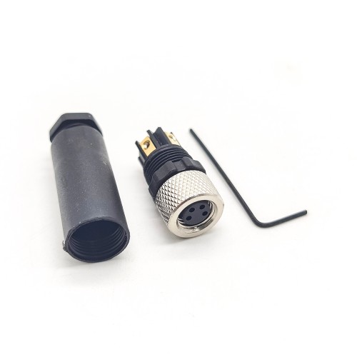 Field Wireable Connector M8 Female Plug 4 Pin Unshielded Straight Screw-Joint for Cable