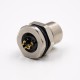 M8 3 Pin Female Connector Straight Front Mount Waterproof Panel Receptacles Cable Solder Type