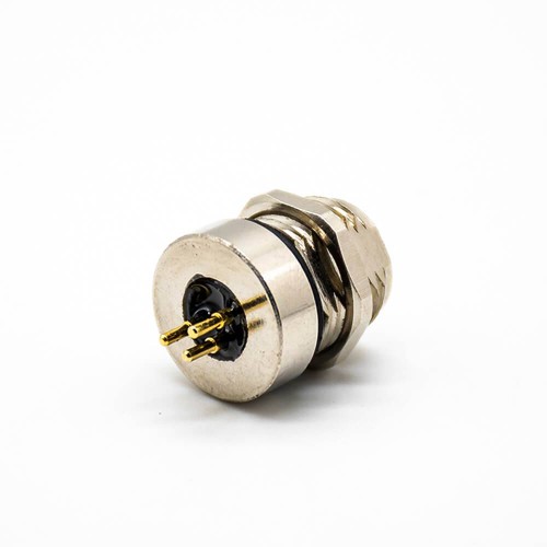 M8 3 Pin Female Connector Straight PCB Mount Solder Type Front Mount Waterproof Receptacles