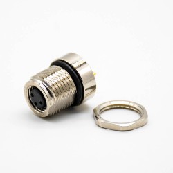 M8 3 Pin Female Connector Straight PCB Mount Solder Type Front Mount Waterproof Receptacles