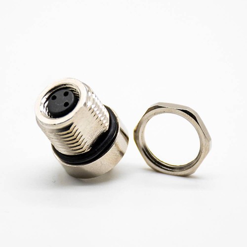 M8 3 Pin Female Connector Straight PCB Mount Solder Type Front Mount Waterproof Receptacles