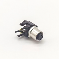 M8 3 Pin Panel Mount Female Connector Right Angle PCB Connector Waterproof Socket