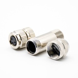 M8 3Pin Metal Plug Female Straight Cable Screw-joint Shield Sensor Connector