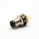 M8 4 Pin Male Connector Back Mount Waterproof Receptacles Straight PCB Mount Solder Type