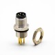 M8 4 Pin Male Connector Back Mount Waterproof Receptacles Straight PCB Mount Solder Type