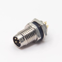 M8 4 Pin Sensor Connector Waterproof Socket Male Straight Blukhead Solder Cup for Cable
