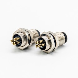 M8 4 Pin Sensor Connector Waterproof Socket Male Straight Blukhead Solder Cup for Cable