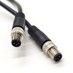 M8 4Pin Conductor Sensor Cables Straight Male to Male 2M AWG24 PVC Jacket