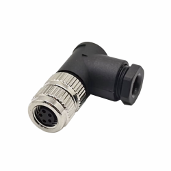 M8 5Pin Female Connector Right Angle Cable Plug Waterproof Plastic B Coding Assemble Type