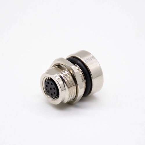 M8 8 pin Female A Code Straight Front Mount M12-1.0 Thread Solder Type