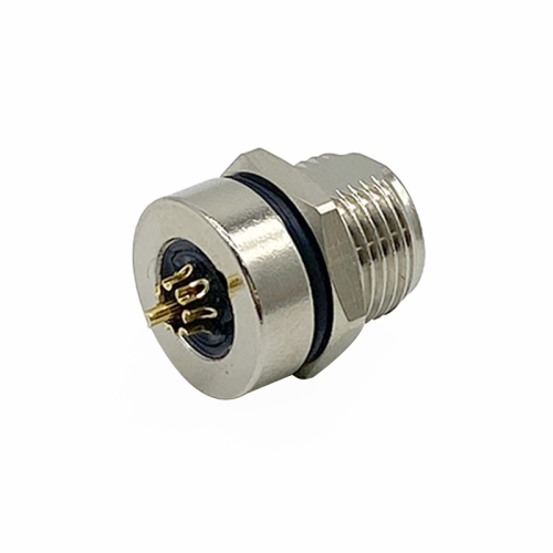 M8 8 pin Female A Code Straight Front Mount M12-1.0 Thread Solder Type