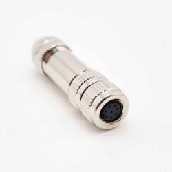 M8 8 Pin Female Connector Straight Aviation Plug Solder Type for Cable Metal Shielded Connector
