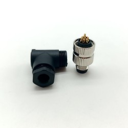 M8 8Pin Male Field Wireable Connector Waterproof IP67 90 Degree Solder Cup Terminal Unshiled Connector