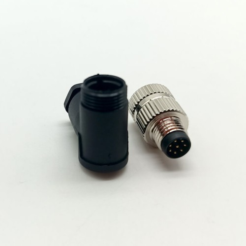 M8 8Pin Male Field Wireable Connector Waterproof IP67 90 Degree Solder Cup Terminal Unshiled Connector