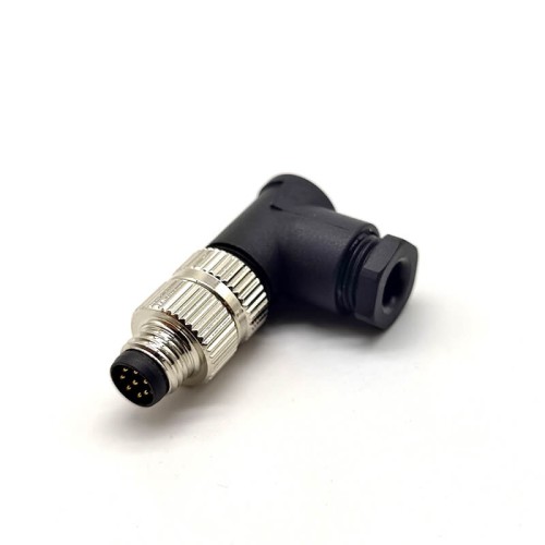 M8 8Pin Male Field Wireable Connector Waterproof IP67 90 Degree Solder Cup Terminal Unshiled Connector