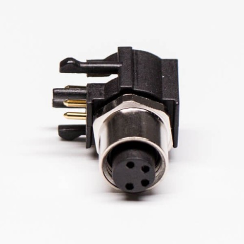 M8 Bulkhead Connector Right Angle PCB Connector 4 Pin Panel Mount Female Waterproof Socket M8 Bulkhead Connector Right Angle PCB Connector 4 Pin Panel Mount Female Waterproof Socket