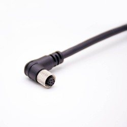 M8 cable A code 8 pin female right angle solder type m8 connector molded cable 1M