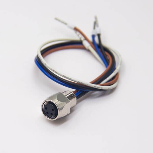 M8 Cable Color Code Female Socket for Cable 24AWG 1M Straight 4 Pin Blukhead