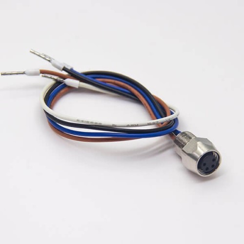 M8 Cable Color Code Female Socket for Cable 24AWG 1M Straight 4 Pin Blukhead