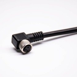 M8 Cable Connector 3 Pin Angled Single Ended Cable Straight Solder Type for Cable 24AWG 3M