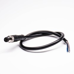 M8 Cable Connector 5 Pin Male Straight Single Ended Cable Solder Type B Coding For Cable 24AWG 35CM