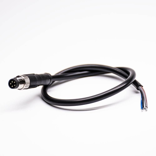 M8 Cable Connector 5 Pin Male Straight Single Ended Cable Solder Type B Coding For Cable 24AWG 35CM M8 Cable Connector 5 Pin Male Straight Single Ended Cable Solder Type B Coding For Cable 24AWG 35CM