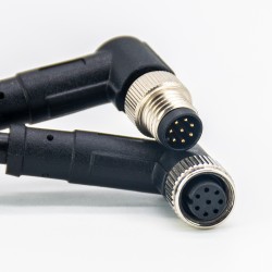 M8 Cable Connector 8 Pin Right Angle Male to Female A Code Cordset Screw Plug For Cable 26AWG 1M