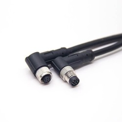 M8 Cable Connector 8 Pin Right Angle Male to Female A Code Cordset Screw Plug For Cable 26AWG 1M