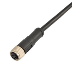 M8 Cable Connector Molding Type 5Pin B Coding Female Plug Straight With 1M 24AWG Wire