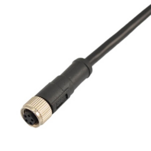 M8 Cable Connector Molding Type 5Pin B Coding Female Plug Straight With 1M 24AWG Wire