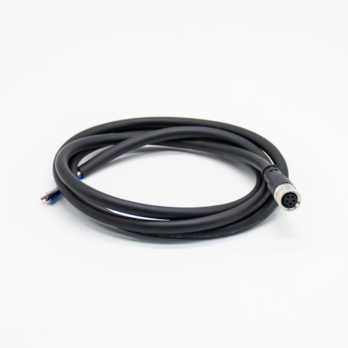 M8 Cable Connector Molding Type 5Pin B Coding Female Plug Straight With 1M 24AWG Wire
