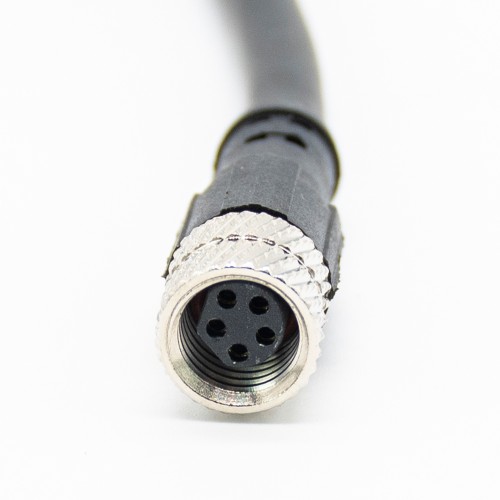 M8 Cable Connector Molding Type 5Pin B Coding Female Plug Straight With 1M 24AWG Wire