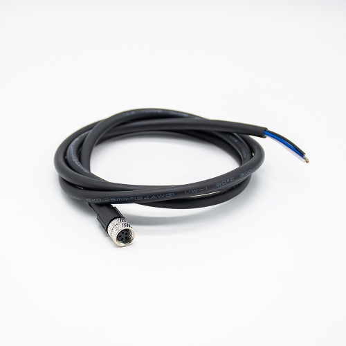 M8 Cable Connector Molding Type 5Pin B Coding Female Plug Straight With 1M 24AWG Wire