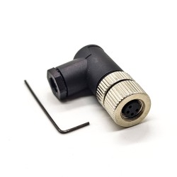 M8 Cable Connector Screw Type Connector Right Angle 4 Cores Assemble Cable Female Unshiled Waterproof Plug